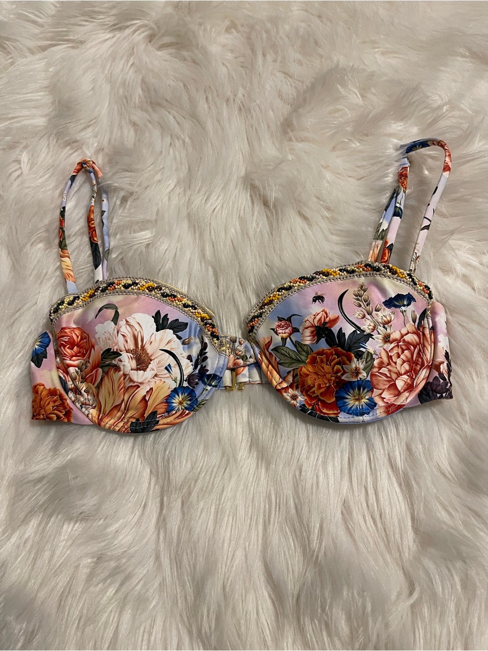 Agua Bendita Pink Floral Bikini Top